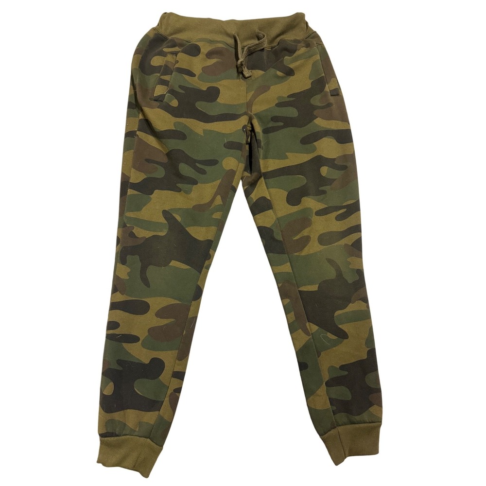 Across the Pond Mens Small Camo Joggers Fleece Sweatpants Green Camouflage S